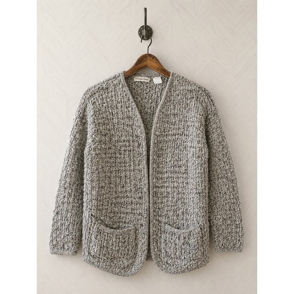 Vintage Carriage Court Cardigan Grey Popcorn Knit Wool Blend Small